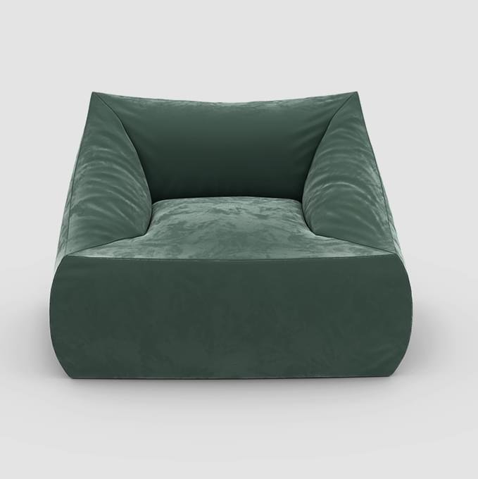 Кресло с подлокотниками Angle Velur Green зеленого цвета - купить Бескаркасная мебель по цене 22900.0