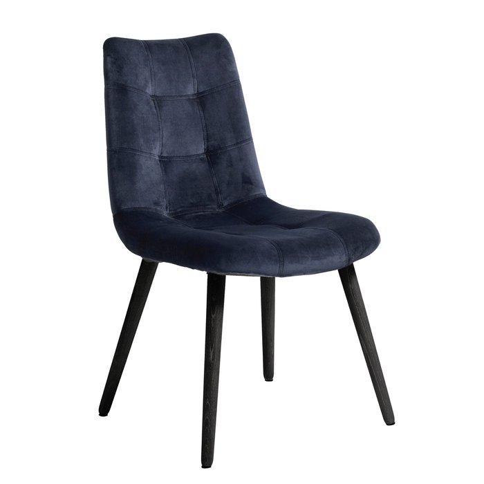 Обеденный стул с обивкой из синего бархата