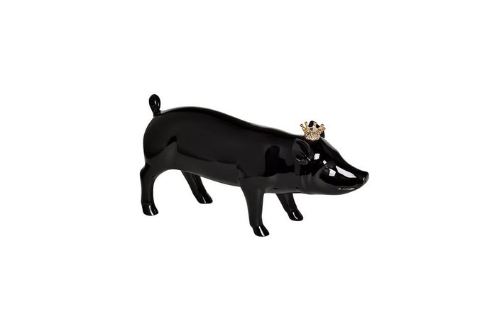 Статуэтка Свинка с короной черного цвета