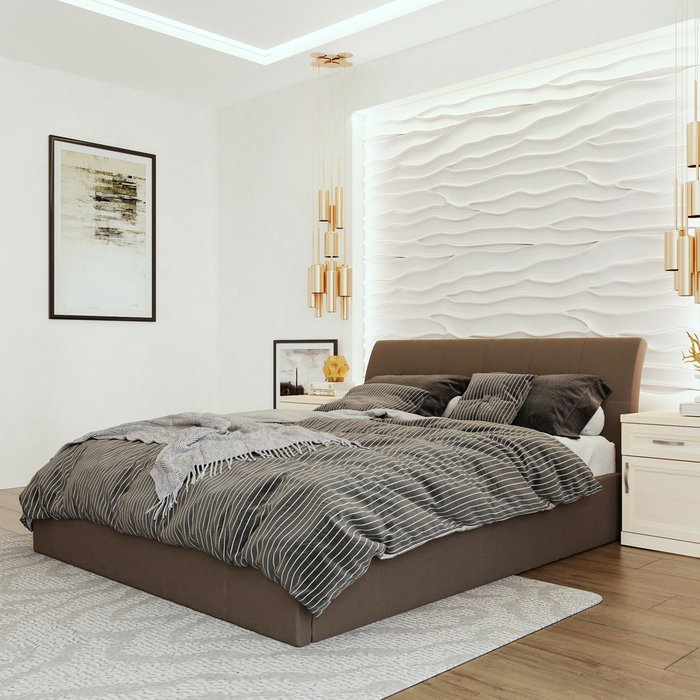 Кровать Инуа 160х200 темно-коричневого цвета с подъемным механизмом  - купить Кровати для спальни по цене 80610.0