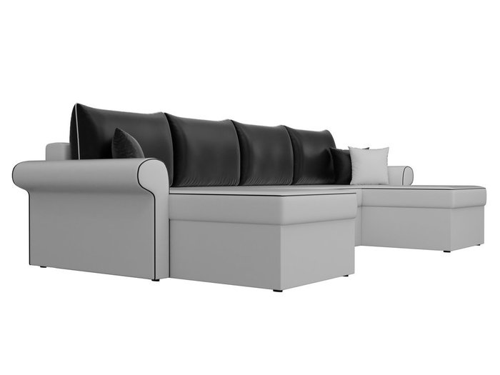 Угловой диван-кровать Милфорд черно-белого цвета (экокожа) - лучшие Угловые диваны в INMYROOM