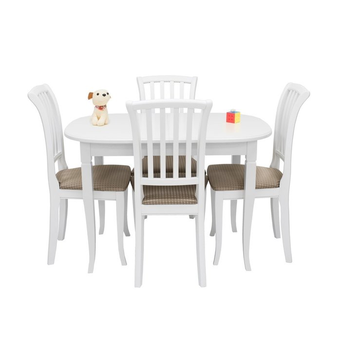 Набор мебели для кухни из стола Аризона и стульев Остин белого цвета - купить Обеденные группы по цене 56780.0