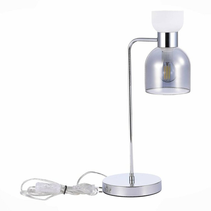 Настольная лампа Хром/Белый,  Дымчатый E14 1*40W VENTO - купить Настольные лампы по цене 3740.0