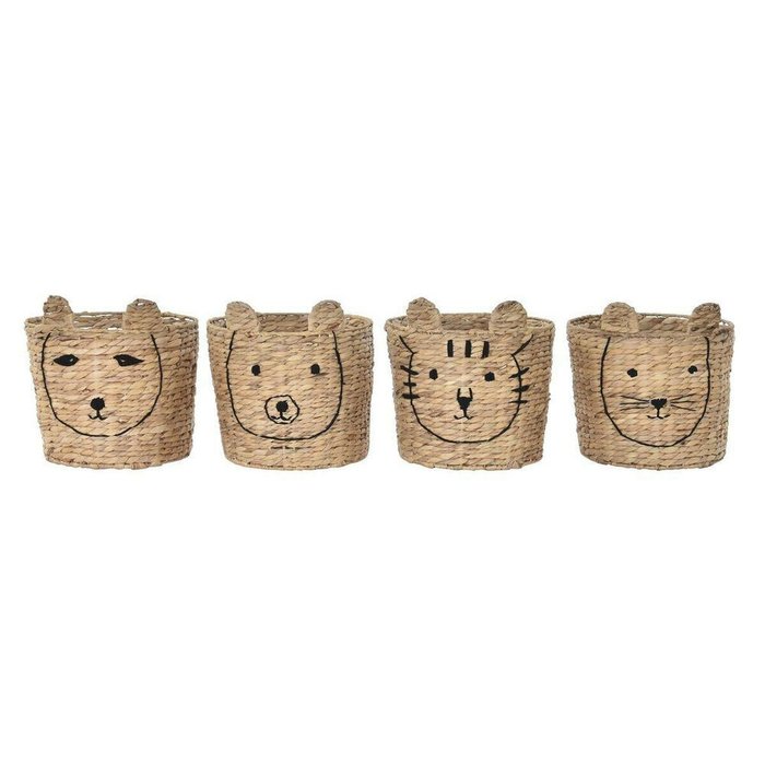 Корзина DKD Home Decor Тропический Животные тростник (35 x 35 x 35 cm) (4 штук)