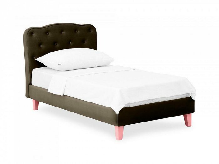 Кровать Candy 80х160 темно-коричневого цвета с розовыми ножками