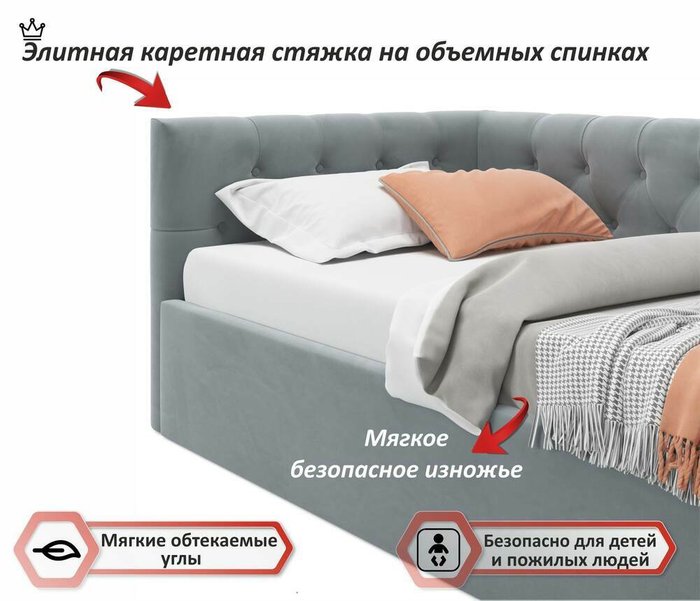 Кровать Afelia 90х200 серого цвета с ортопедическим основанием - лучшие Кровати для спальни в INMYROOM