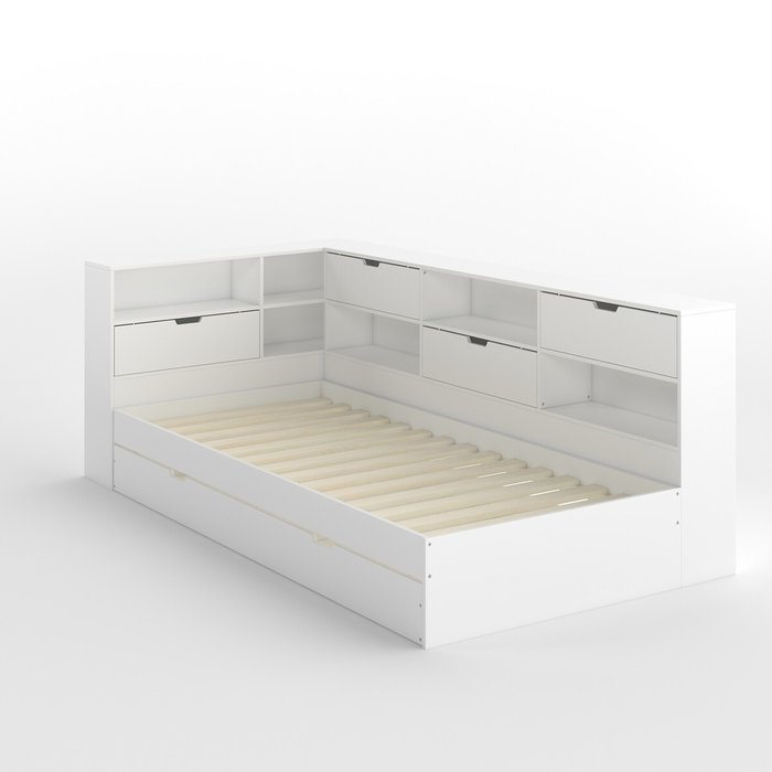 Кровать с ящиком отделениями для вещей и кроватным основанием Yann 90x190 белого цвета - лучшие Одноярусные кроватки в INMYROOM