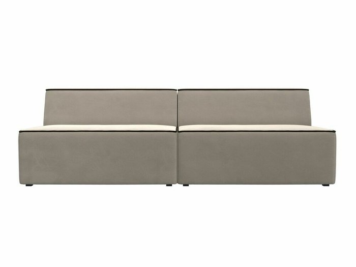 Прямой модульный диван Монс бежевого цвета с коричневым кантом - купить Прямые диваны по цене 43999.0