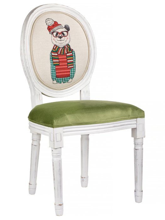 Стул Медведь с шарфом бело-зеленого цвета - купить Обеденные стулья по цене 22560.0
