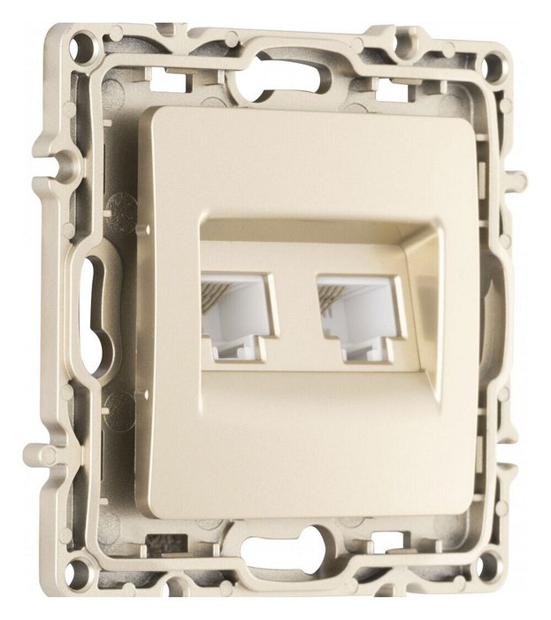 Розетка двойная RJ-11 и Ethernet RJ-45, без рамки 217.44-1.shampan - лучшие Розетки в INMYROOM Розетка двойная RJ-11 и Ethernet RJ-45, без рамки 217.44-1.shampan - лучшие Розетки в INMYROOM