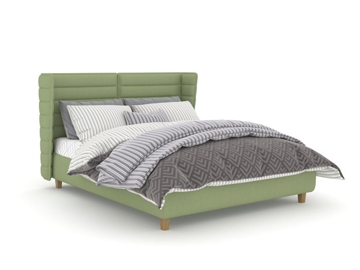 Кровать Стинг Box High 160х200 зеленого цвета с подъемным механизмом