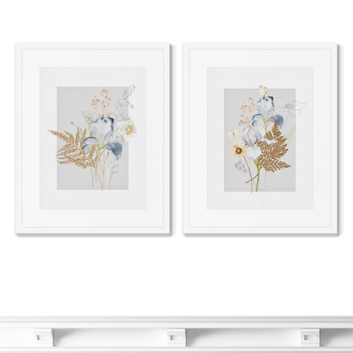 Набор из 2-х репродукций картин в раме Floral set in pale shades, No7