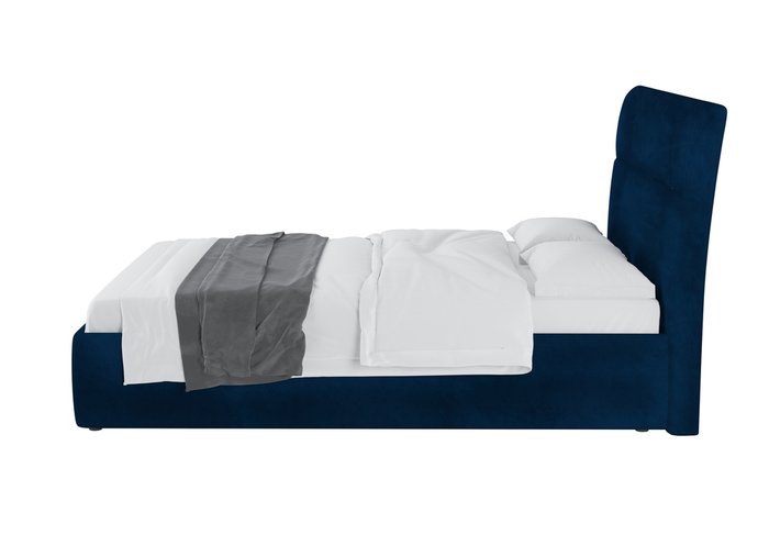 Кровать мягкая с основанием под матрас Amber Style 140х200 синего цвета - лучшие Кровати для спальни в INMYROOM