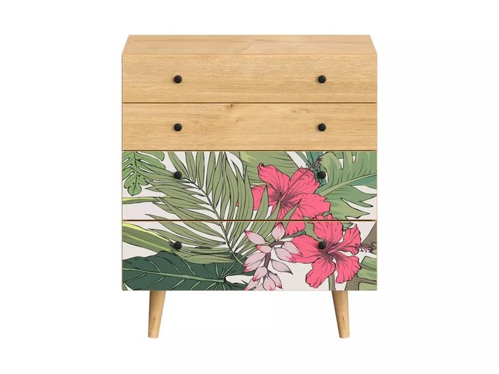 Комод Frida с принтом Tropics на деревянных ножках