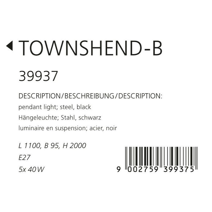 Люстра Eglo Townshend-B 39937 - лучшие Подвесные люстры в INMYROOM