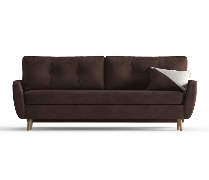 Диван-кровать Авиньон в обивке из велюра темно-коричневого цвета - купить Прямые диваны по цене 36990.0