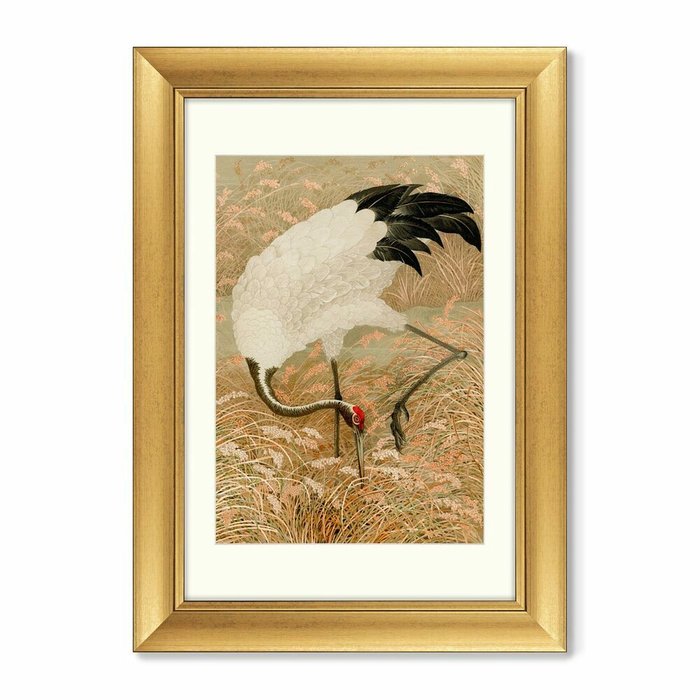 Репродукция картины в раме Sarus crane in rice field, 1884г. - купить Картины по цене 14999.0