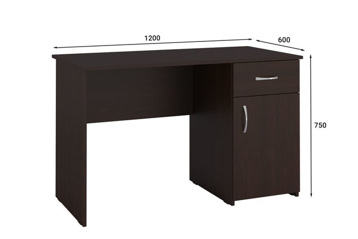 Стол письменный с тумбой и ящиком темно-коричневого цвета - купить Письменные столы по цене 9191.0