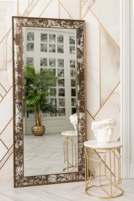 Зеркало настенное Palermo в раме серо-коричневого цвета - купить Настенные зеркала по цене 73900.0
