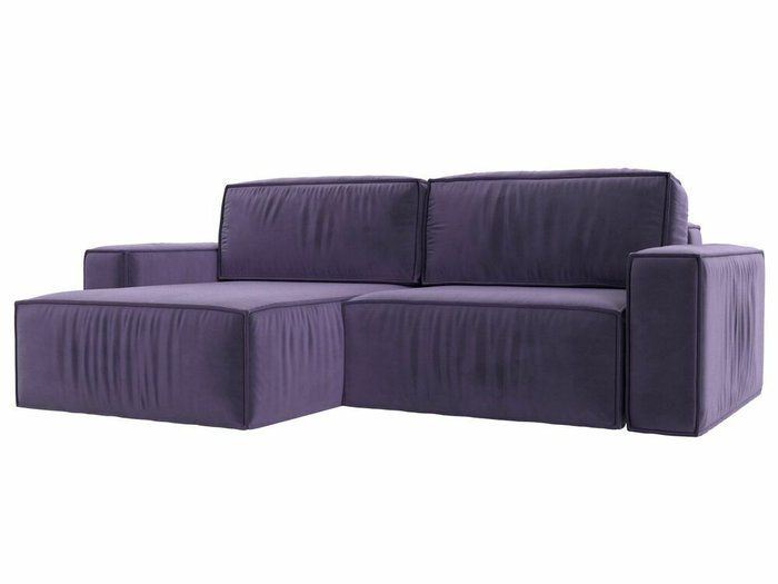 Угловой диван-кровать Прага классик фиолетового цвета левый угол