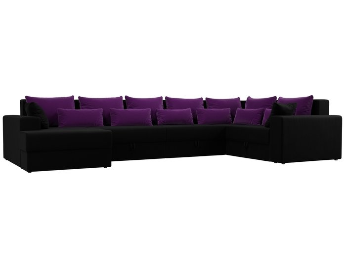 Угловой диван-кровать Мэдисон черно-фиолетового цвета правый угол
