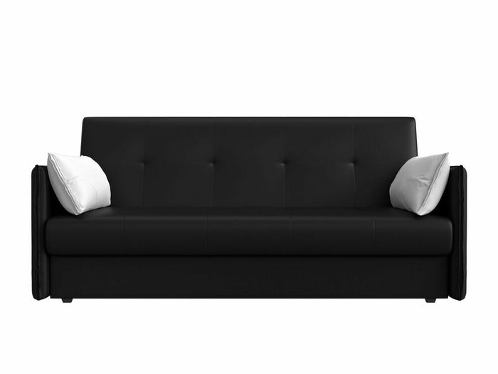 Диван-книжка Лига 018 черного цвета с белыми подушками (экокожа) - купить Прямые диваны по цене 22999.0
