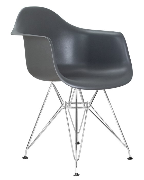 Стул обеденный серого цвета с ножками цвета хром - купить Обеденные стулья по цене 3020.0