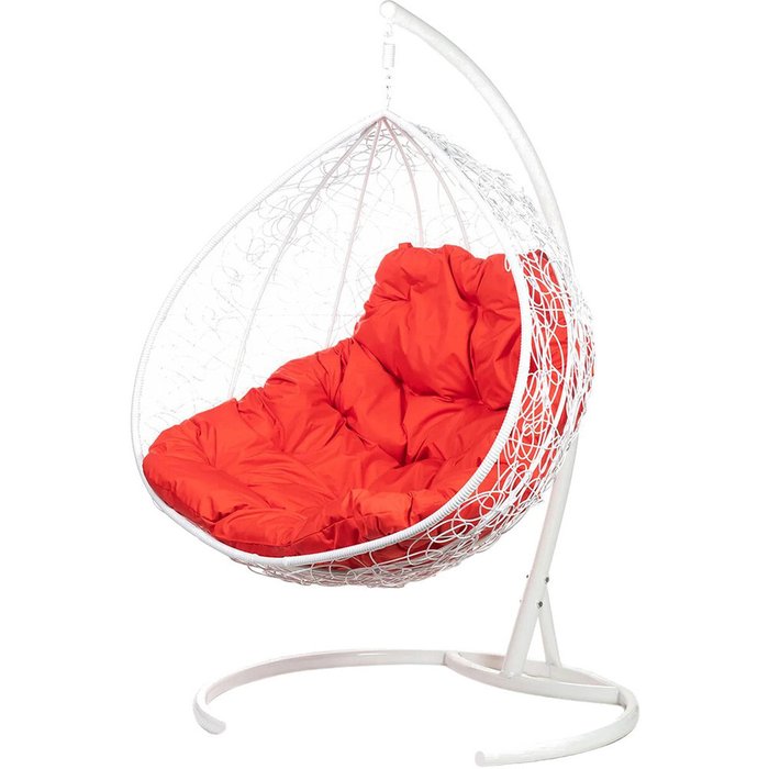 Двойное подвесное кресло Gemini с красной подушкой