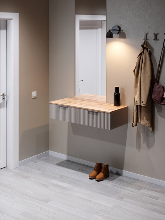 Подвесная тумба под ТВ Ингрия бежевого цвета - лучшие Тумбы для ТВ в INMYROOM