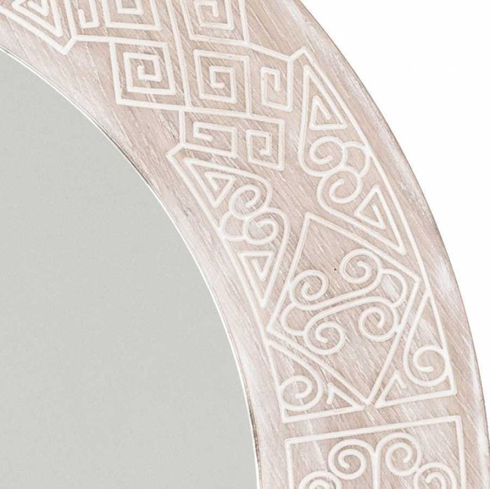 Круглое настенное зеркало Papua Round Oak диаметр 82 бежевого цвета - купить Настенные зеркала по цене 28900.0
