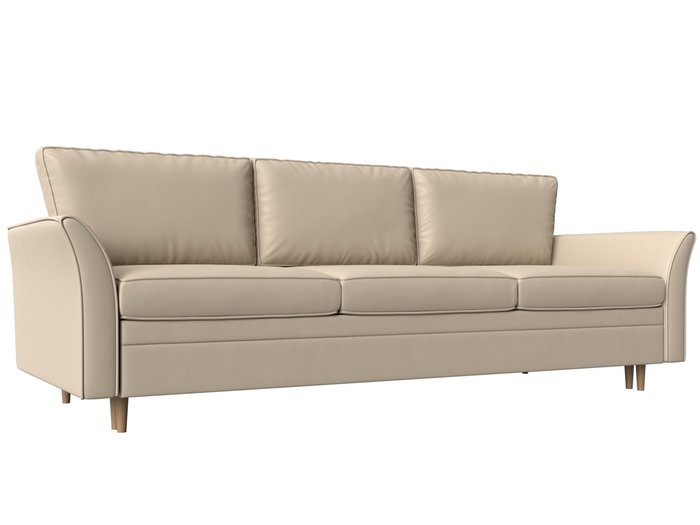 Прямой диван-кровать София бежевого цвета (экокожа)