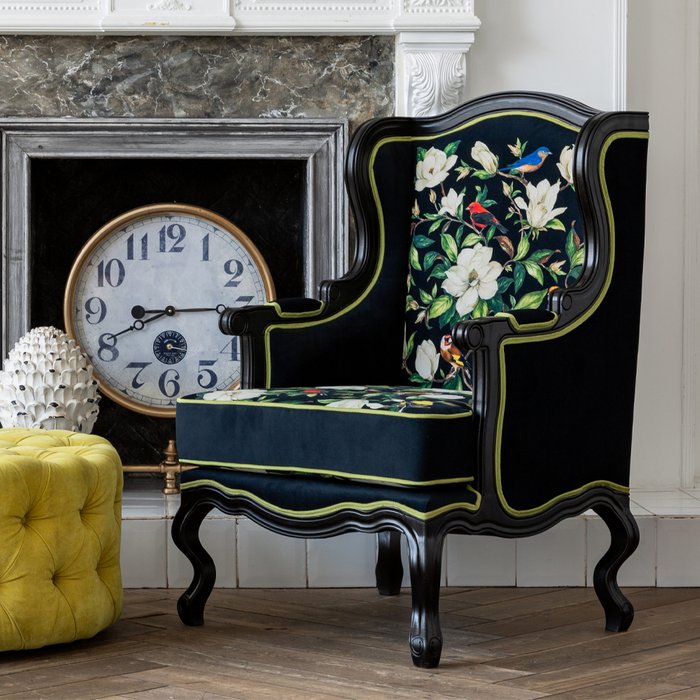 Кресло Цветущая аристократка черно-зеленого цвета - лучшие Интерьерные кресла в INMYROOM