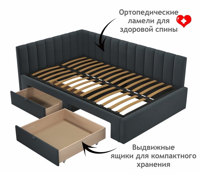 Кровать-тахта Milena 120х200 цвета маренго без подъемного механизма - лучшие Кровати для спальни в INMYROOM