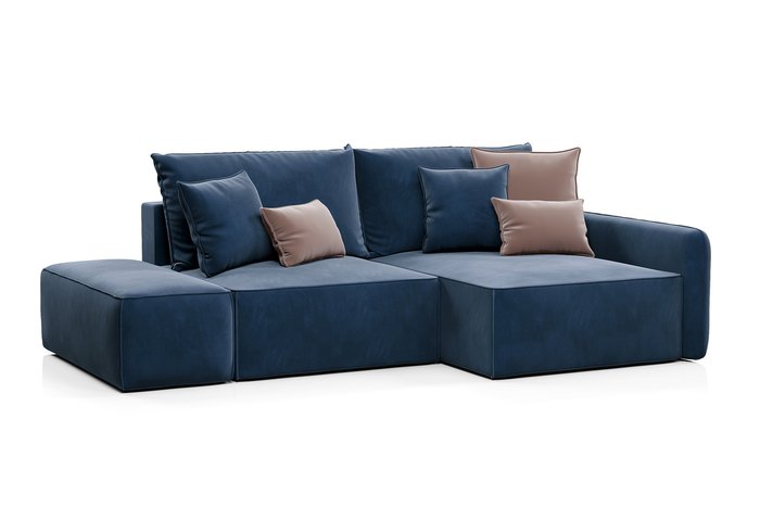 Угловой диван-кровать Портленд синего цвета