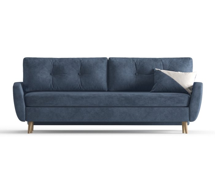 Диван-кровать Авиньон в обивке из велюра темно-синего цвета - купить Прямые диваны по цене 36990.0