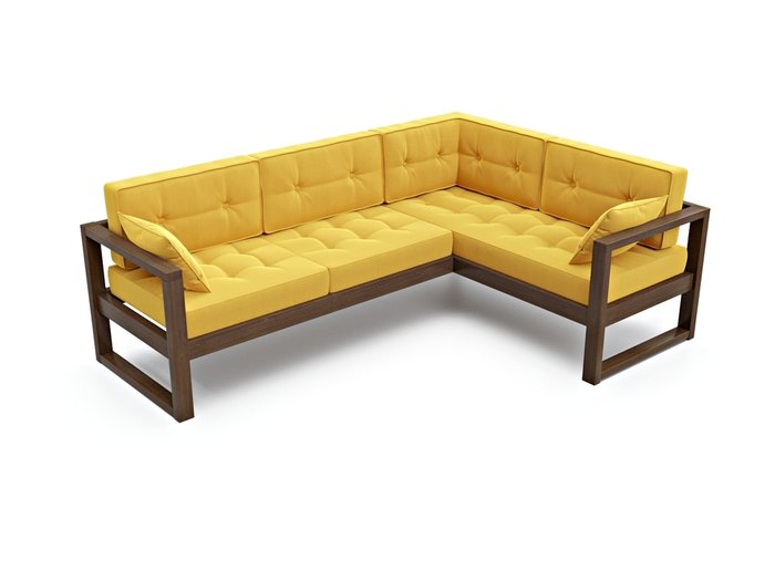 Угловой диван Астер с каркасом из массива сосны и обивкой из желтого велюра - лучшие Угловые диваны в INMYROOM