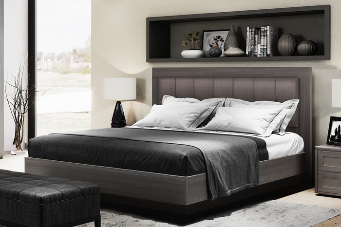 Кровать Парма Нео-5 140х200 серо-коричневого цвета с подъемным механизмом - лучшие Кровати для спальни в INMYROOM