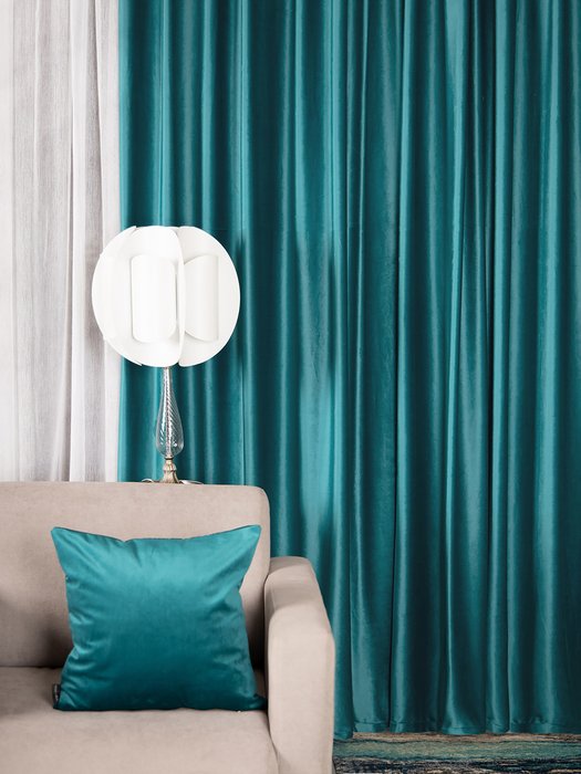 Штора Monaco 150х270 из велюра бирюзового цвета - лучшие Шторы в INMYROOM