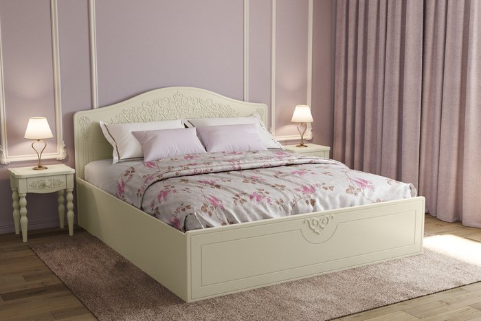 Кровать с подъемным механизмом Ассоль 180х200 бежевого цвета - купить Кровати для спальни по цене 51290.0