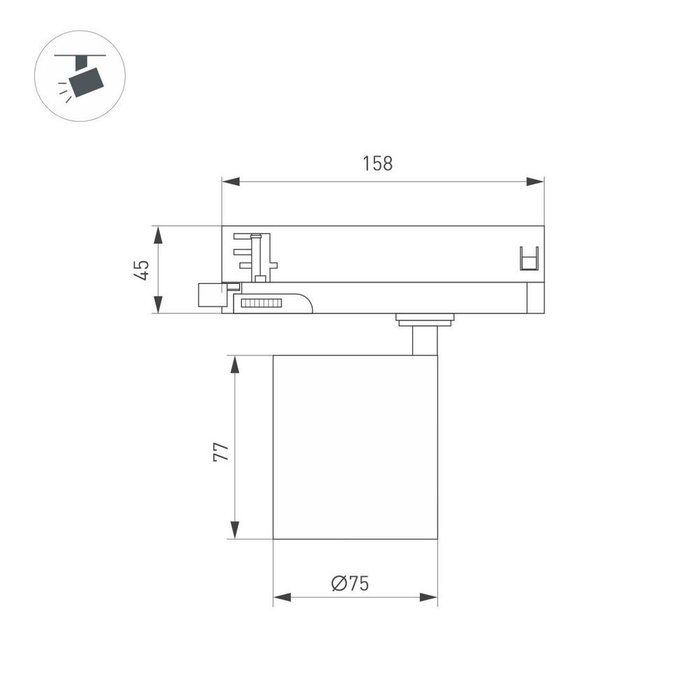 Трековый трехфазный светильник Arlight LGD-DYKE-4TR-R75-16W Day4000 (WH, 20 deg, 230V) 052145 - купить Трековые светильники по цене 5065.0