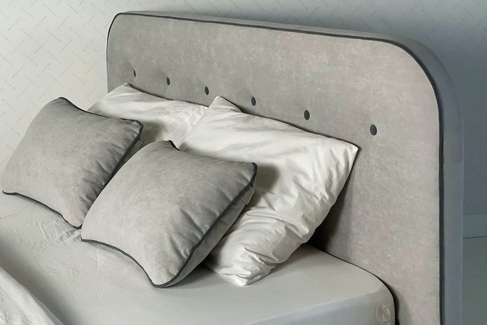 Кровать Лео 160х200 серого цвета без подъемного механизма - лучшие Кровати для спальни в INMYROOM