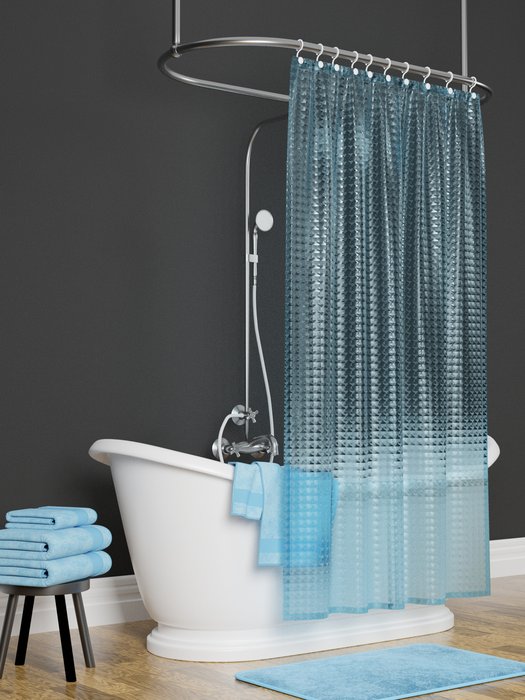 Штора для ванной комнаты 3D Aqua 180х180 голубого цвета