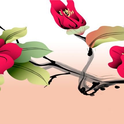Модульная картина от дизайнера "Цветок на ветках" - купить Принты по цене 4990.0