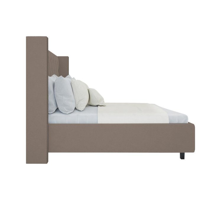 Кровать с декоративными гвоздиками Wing Велюр Серый 140х200  - купить Кровати для спальни по цене 102000.0