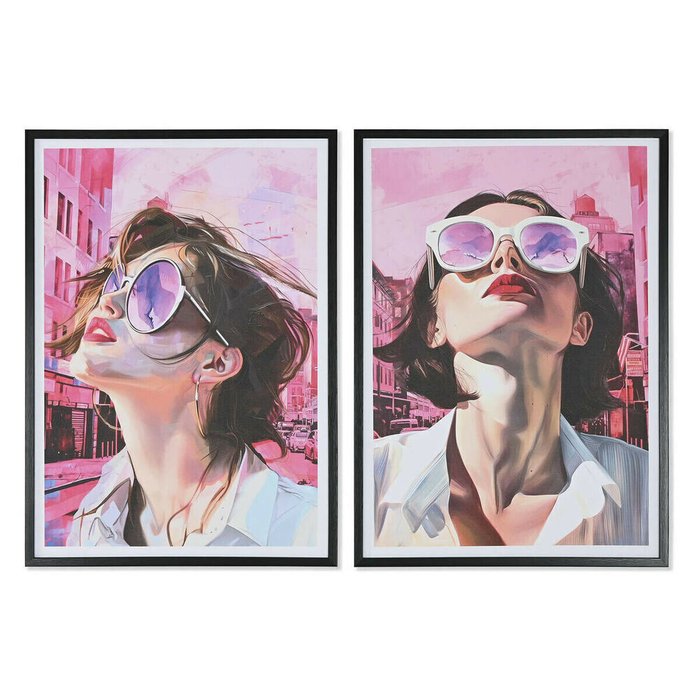 Картина Розовый Женщина современный 50 x 2,5 x 70 cm (2 штук)