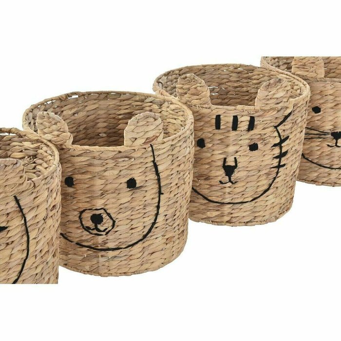 Корзина DKD Home Decor Тропический Животные тростник (35 x 35 x 35 cm) (4 штук) - лучшие Плетеные корзины в INMYROOM