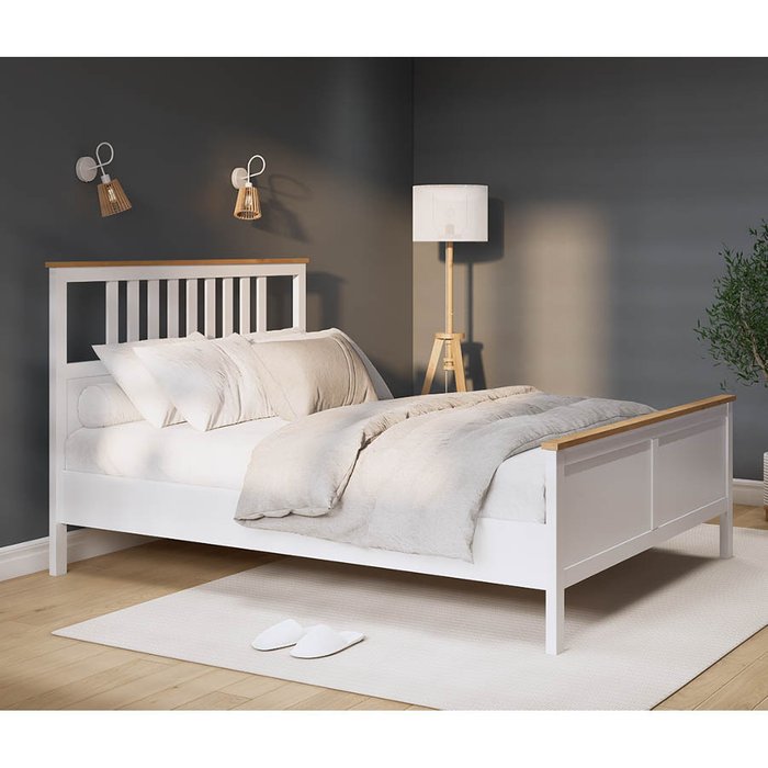 Кровать Кымор 140х200 белого цвета без подъемного механизма - купить Кровати для спальни по цене 37990.0