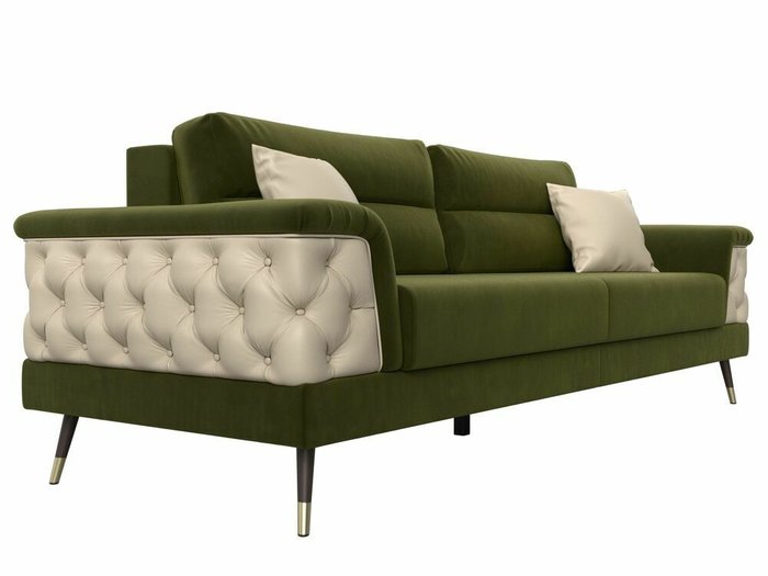Прямой диван-кровать Лига 023 зелено-бежевого цвета - лучшие Прямые диваны в INMYROOM