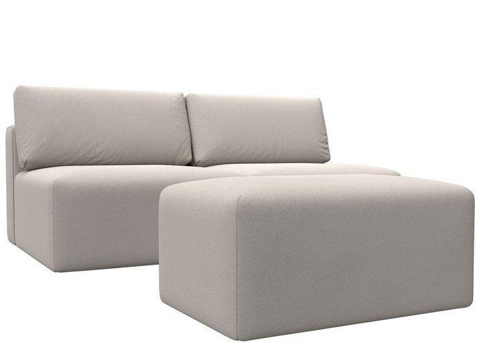 Модульный диван-кровать с пуфом Лига-060 светло-бежевого цвета (замша) - купить Прямые диваны по цене 83990 Модульный диван-кровать с пуфом Лига-060 светло-бежевого цвета (замша) - купить Прямые диваны по цене 83990