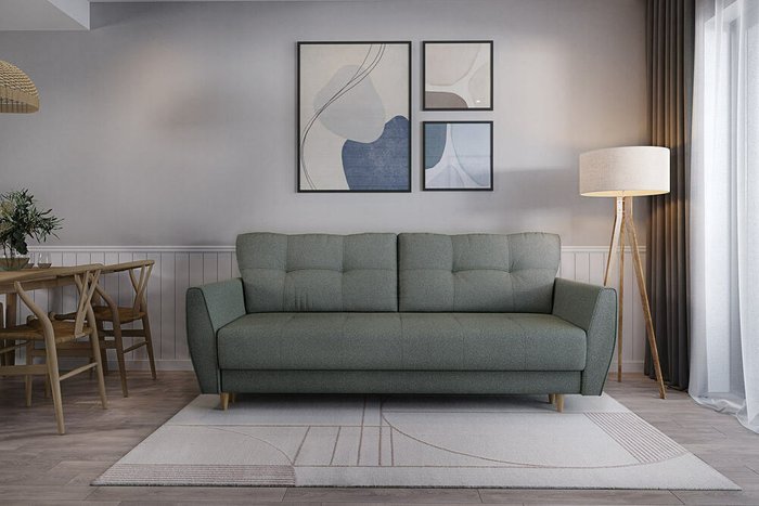 Прямой диван-кровать Raud серого цвета - купить Прямые диваны по цене 76855.0